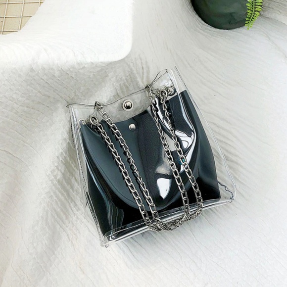 Small Bucket Purse Plastic Transparent Totes - Picture 2 of 3